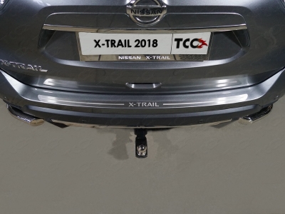 Накладка на задний бампер шлифованный лист надпись X-Trail ТСС для Nissan X-Trail T32 2018-2021